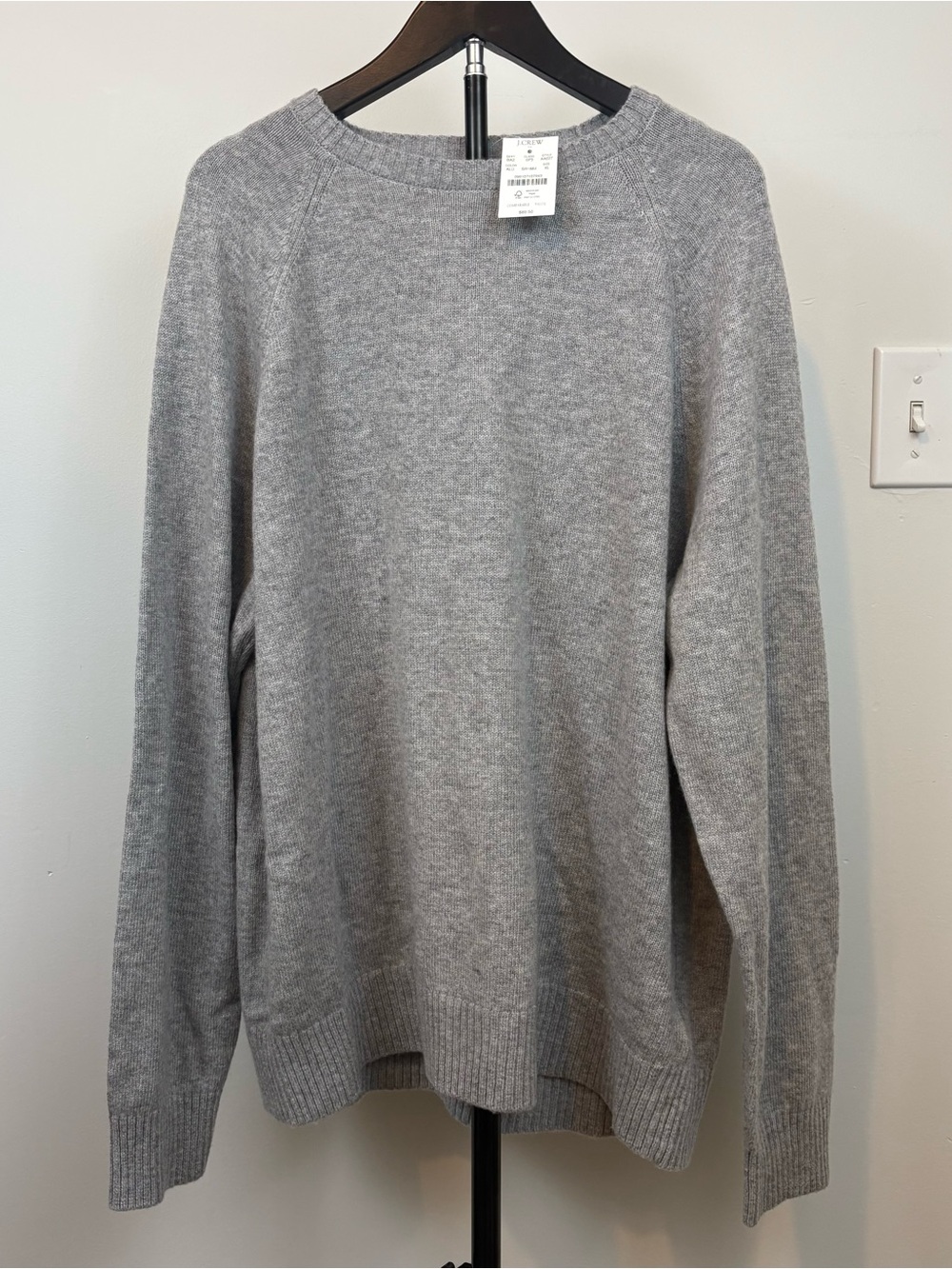 J. Crew Sweater Mens X-Large XL Gray Lambswool Pullover Knit Crewneck - NEW!